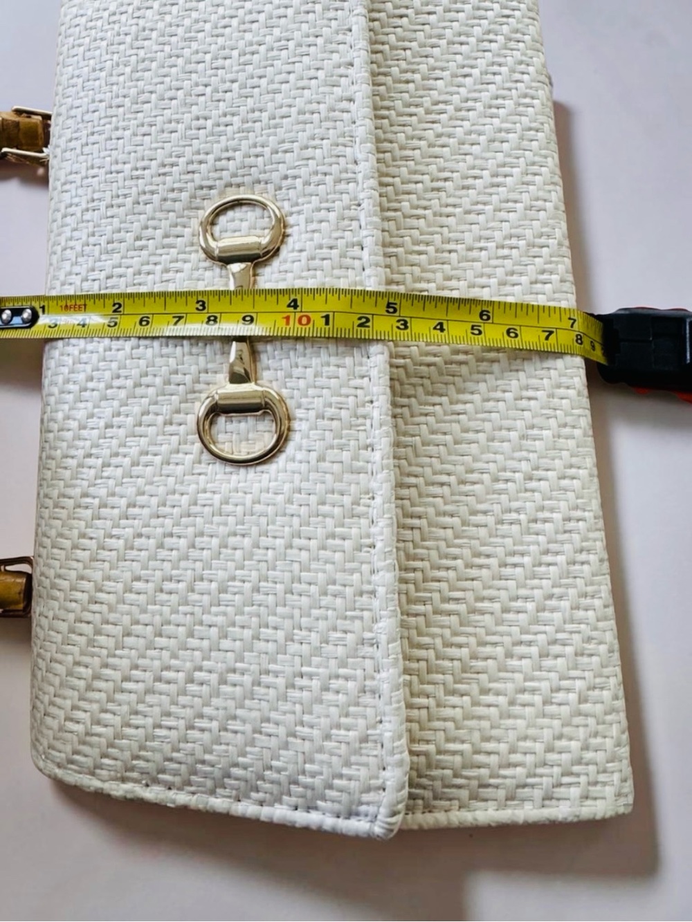 NWT Tommy Bahama Woven Natural Raffia Bamboo Handle Satchel Crossbody Bag - Picture 7 of 15